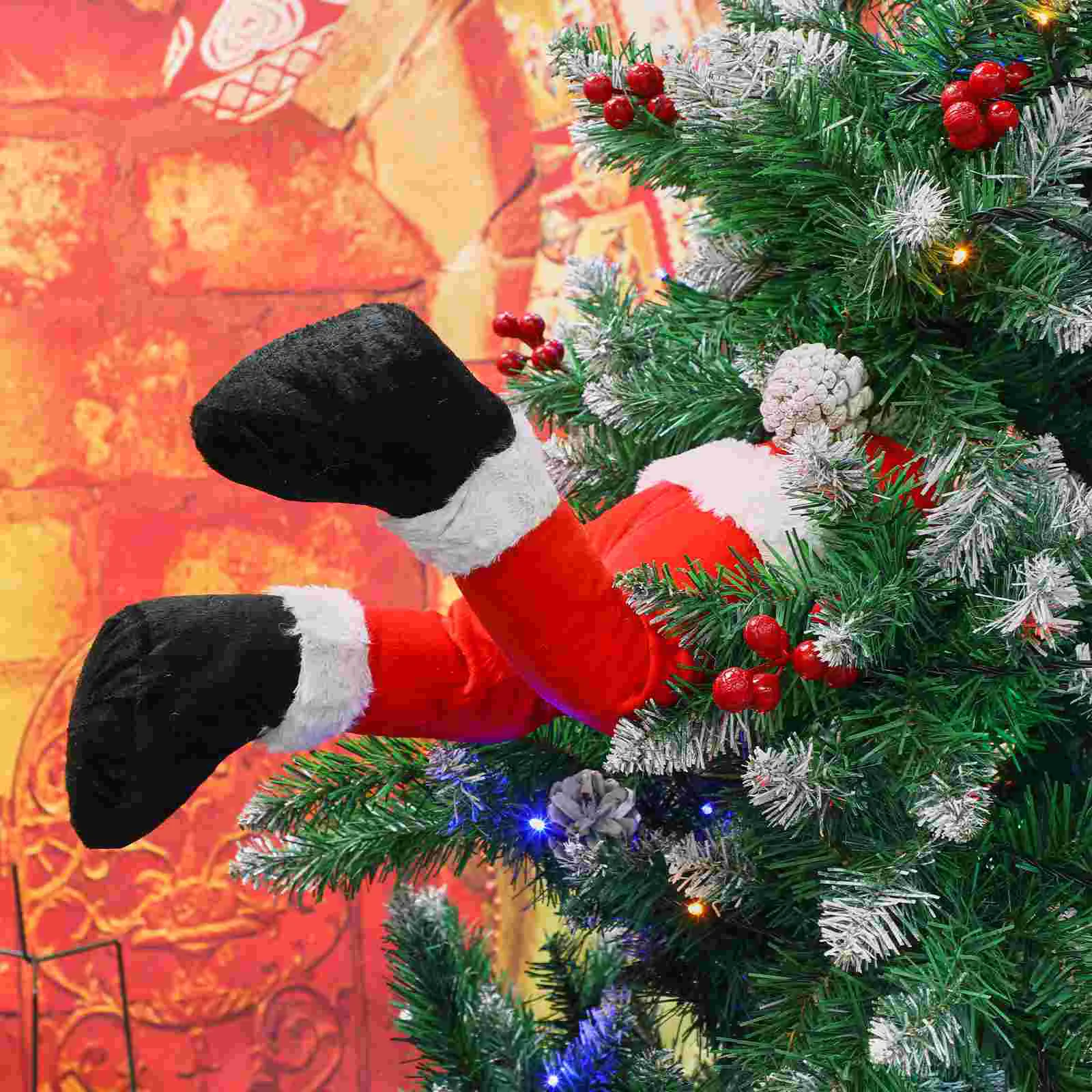 Рождественские украшения, Рождественские ножки Санта Клауса, застрявший верх из елки, дизайн поддельных ножек, Рождественский орнамент, декор Рождественской елки - 1