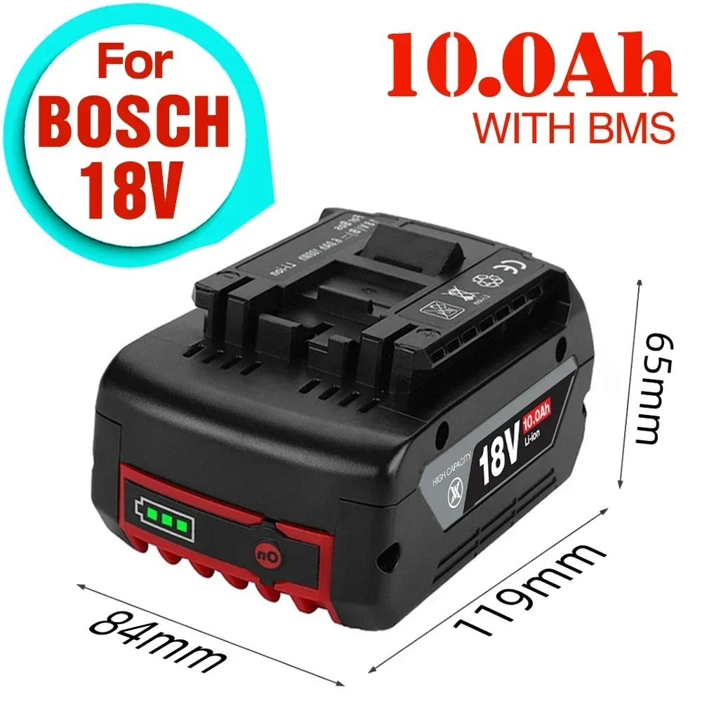 НОВЫЙ литий-ионный аккумулятор 18 В 10Ач для резервного копирования электроинструмента Bosch 18 В, 10000 мАч, Портативная сменная индикаторная лампа BAT609 - 1
