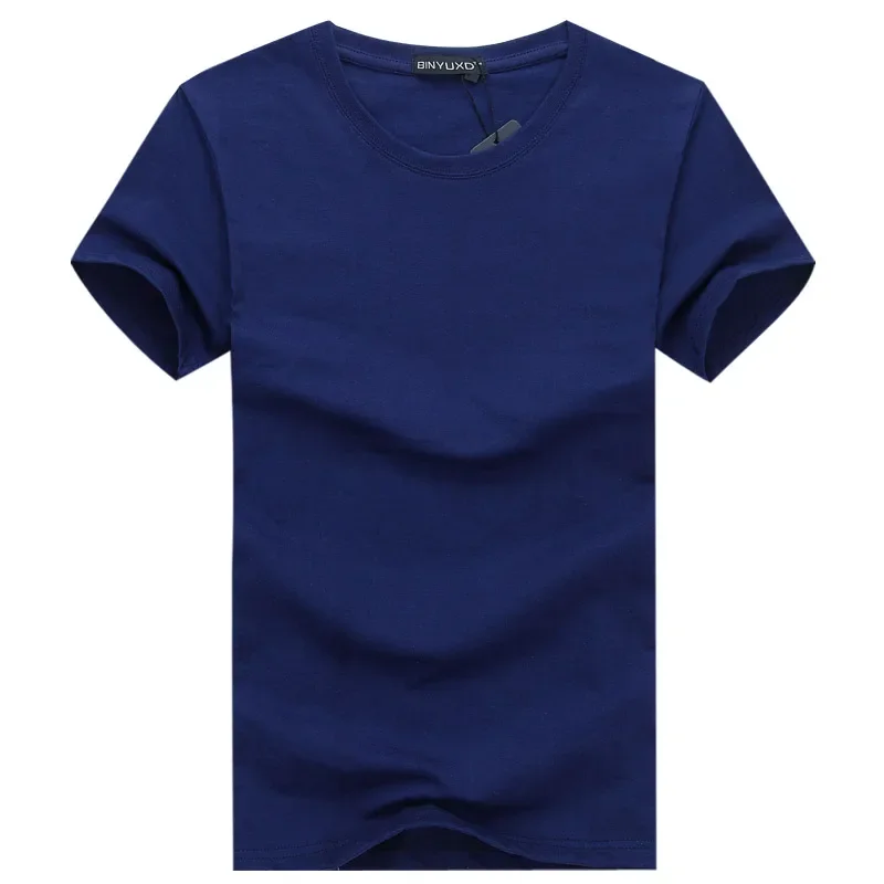 A2807 Простая линия креативного дизайна, однотонные хлопчатобумажные футболки, мужские футболки нового стиля, мужские футболки с коротким рукавом, большие размеры - 1