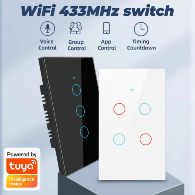 RF WiFi Умный Сенсорный Выключатель света US 1/2/3/4 Gang Два Способа подключения Tuya Smart Life Control Через Alexa Google Home Яндекс Алиса - 1