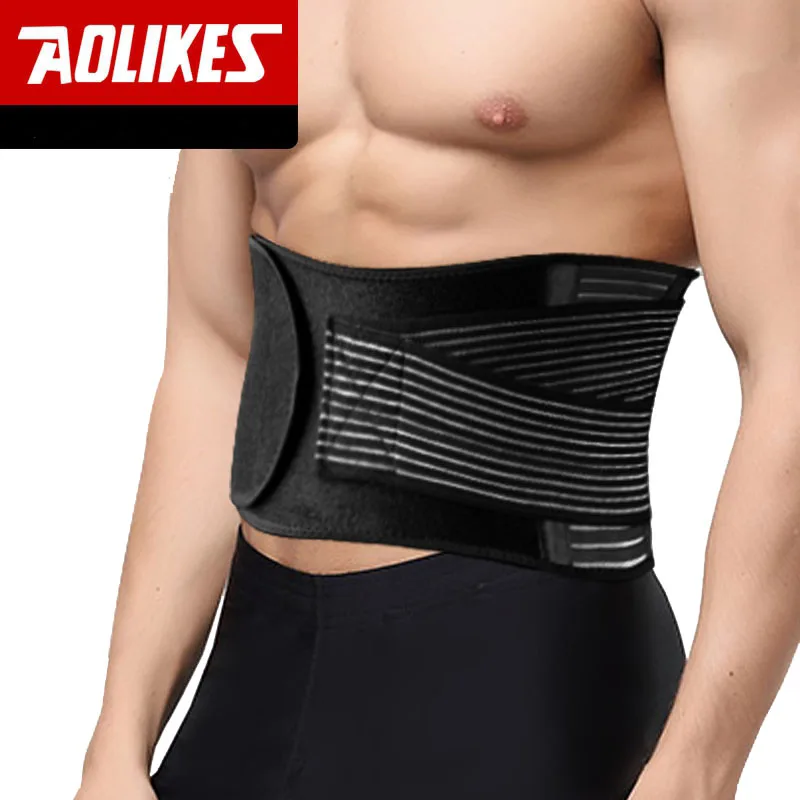 Поясничная поддержка AOLIKES, напряжение талии, боли в спине, поддерживающие эластичные ремни для занятий фитнесом, тяжелой атлетикой L, XL, XXL - 1