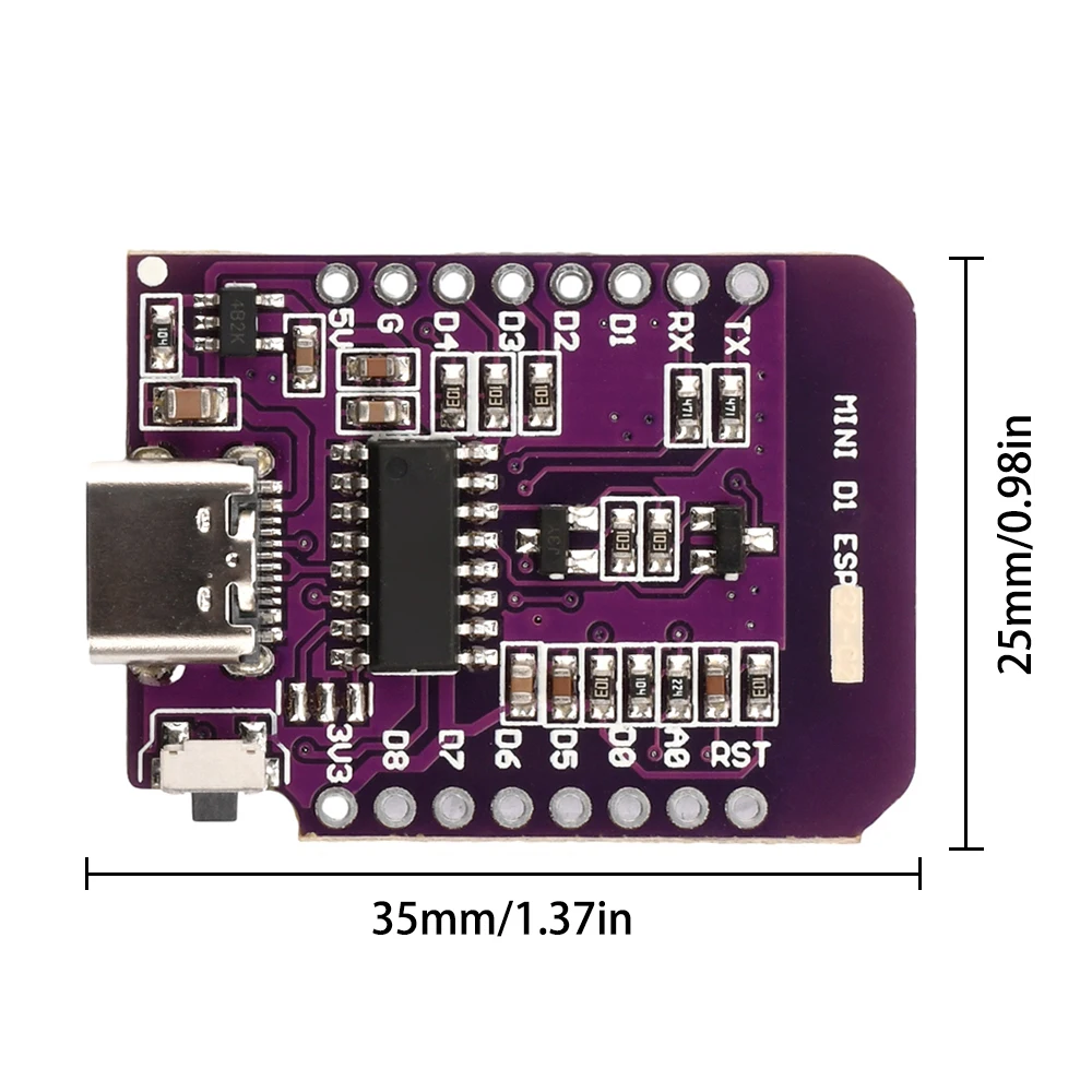 Плата разработки TYPE-C ESP8266 ESP-07/07S CH340G USB D1 Mini WIFI Со встроенными контактами 32-битного микроконтроллера MCU для 80 МГц160 МГц - 1