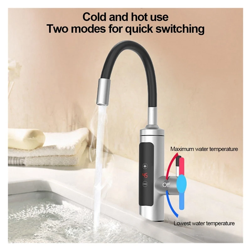 Кран для воды без бака, электрический кран для подогрева горячей воды, ЖК-цифровой кухонный кран для мгновенного нагрева - 1