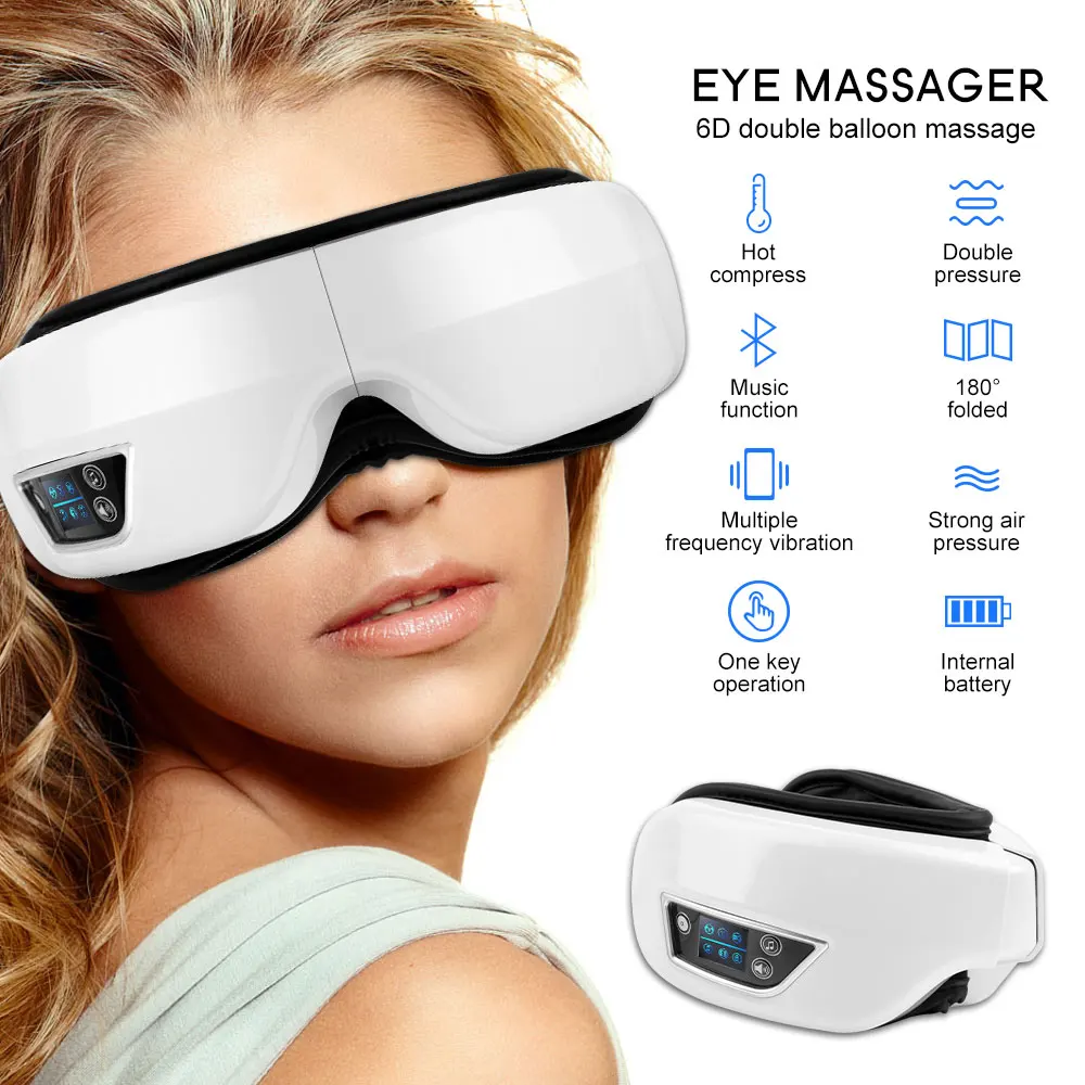 Массажер Для глаз 6D Smart Airbag Вибрация Инструмент Для Ухода За Глазами Нагревание Bluetooth Музыка Снимает Усталость И Темные Круги Маска Для Сна - 1