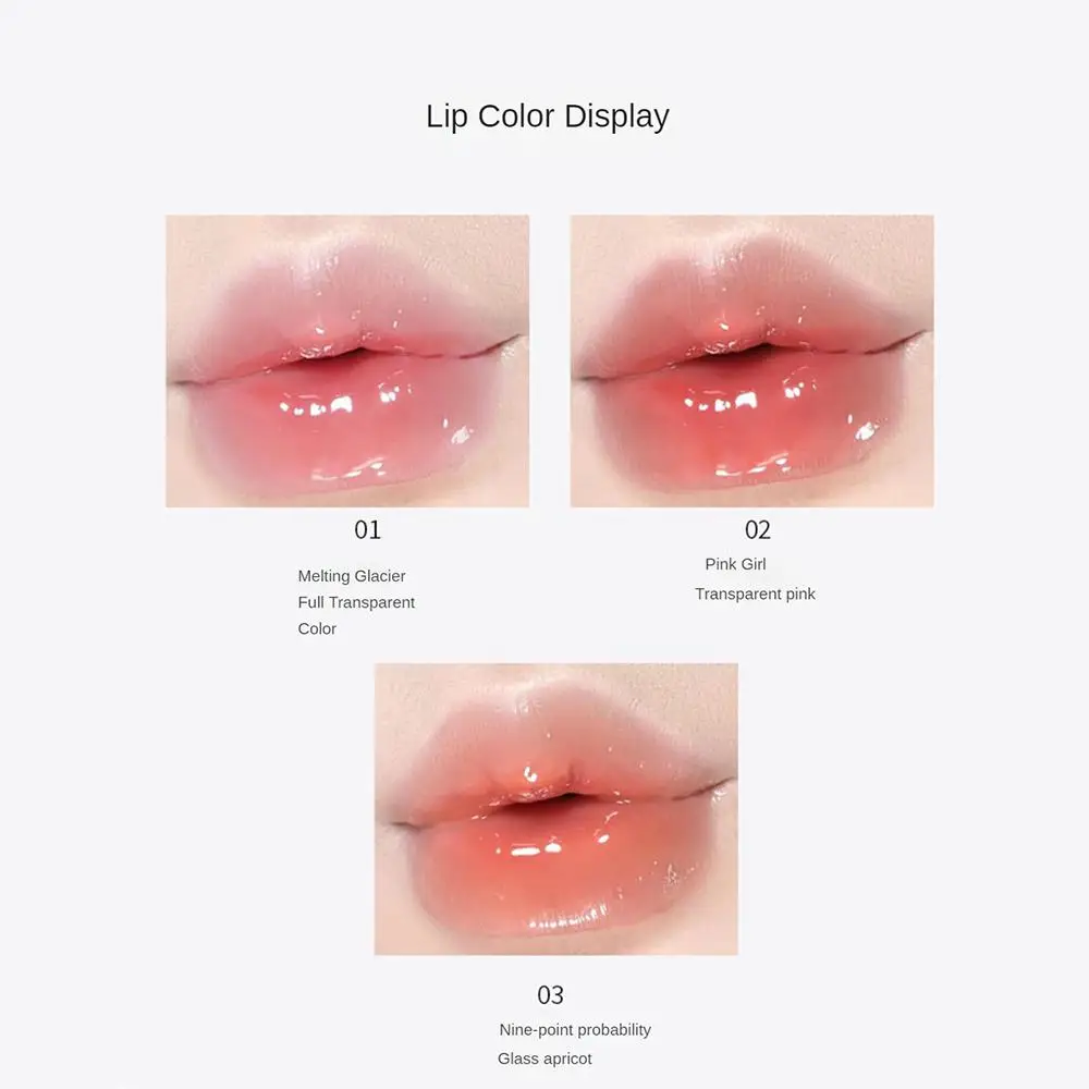 Прозрачная водянистая 3-цветная глазурь для губ Crystal Jelly Креативный блеск для губ Косметика Красный оттенок для губ Увлажняющая жидкая помада Ice Mountain - 1