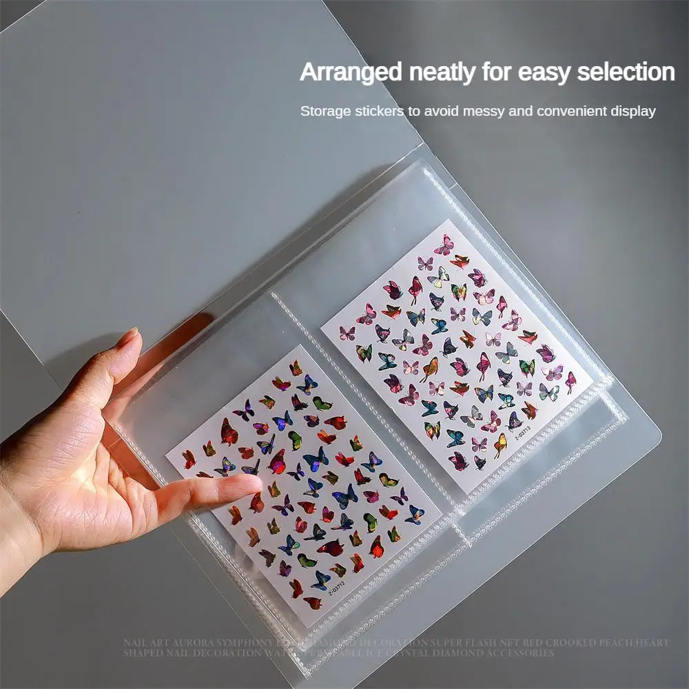 Инструмент для хранения наклеек для ногтей Организуйте Альбом для хранения наклеек для нейл-арта, прочный альбом для хранения наклеек для красоты и здоровья - 1