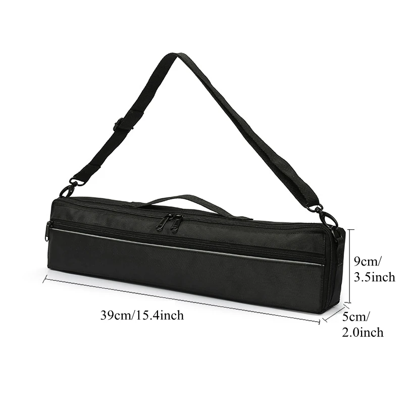 Сумка-флейта из утолщенной черной мягкой ткани с кашемировой подкладкой, сумка-флейта на 16 отверстий с регулируемым плечевым ремнем / наружным карманом - 1