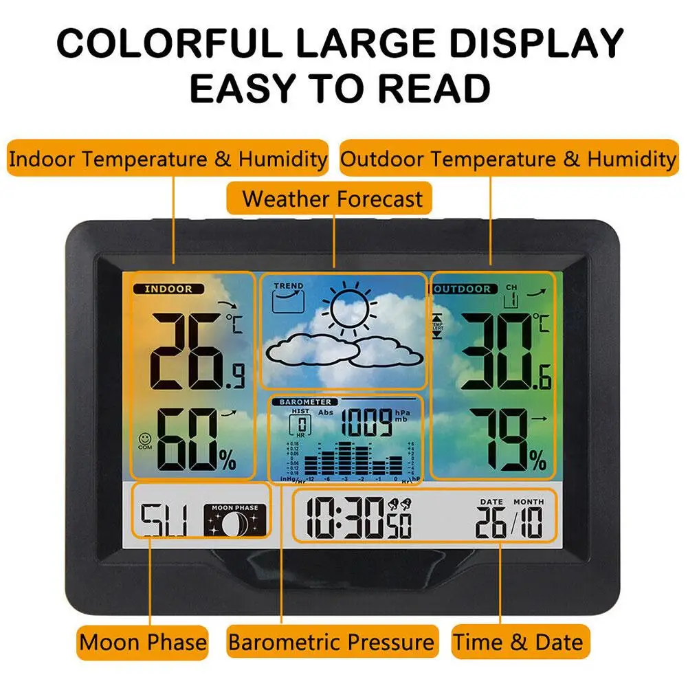 Будильник Беспроводные Погодные часы Прогноз погоды Календарные часы Влажность Температура Метеорологическая станция И X7J6 - 1