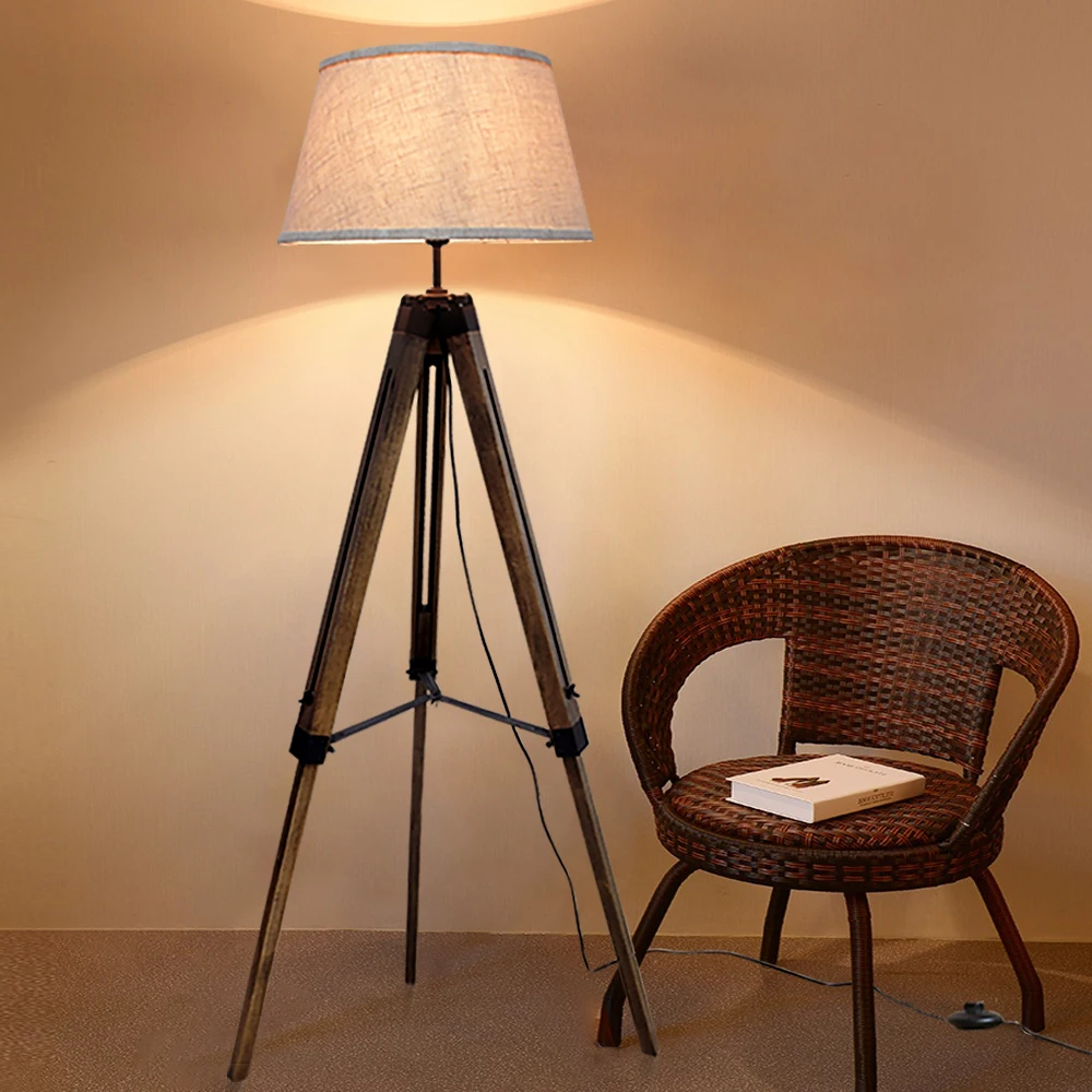 Светодиодный торшер-тренога Depuley, деревянная современная лампа для чтения середины века, 8 Вт, торшеры с цоколем E27 для спальни, фермерского дома - 1