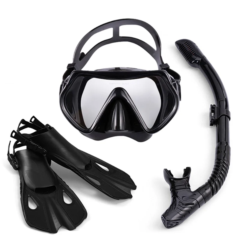 1+1+1 Профессиональная маска для подводного плавания Очки для подводного плавания HD Противотуманная маска для подводного плавания Ласты для подводного плавания с маской и трубкой - 1