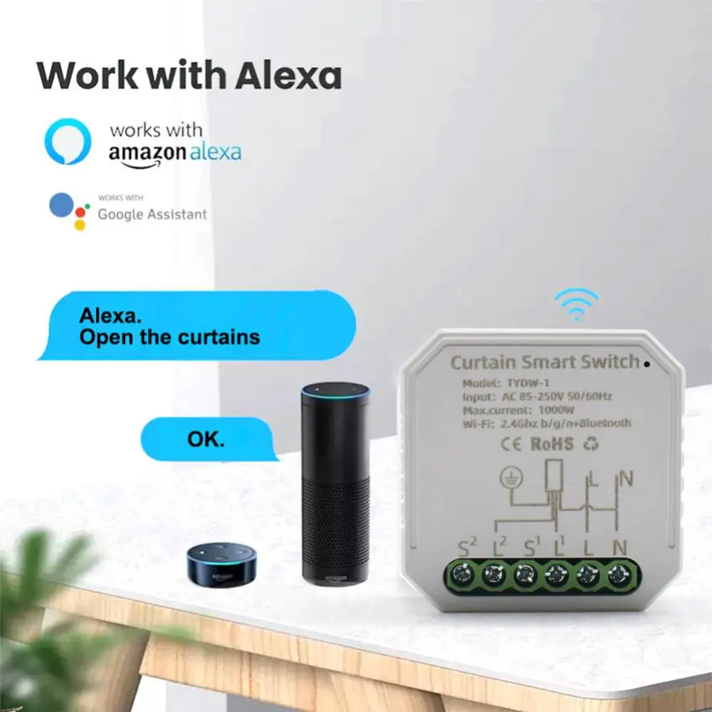 Модуль Tuya Smart Wifi Переключатель жалюзи для рольставен Таймер электродвигателя Голосовое Управление Работает с Alexa Home - 1