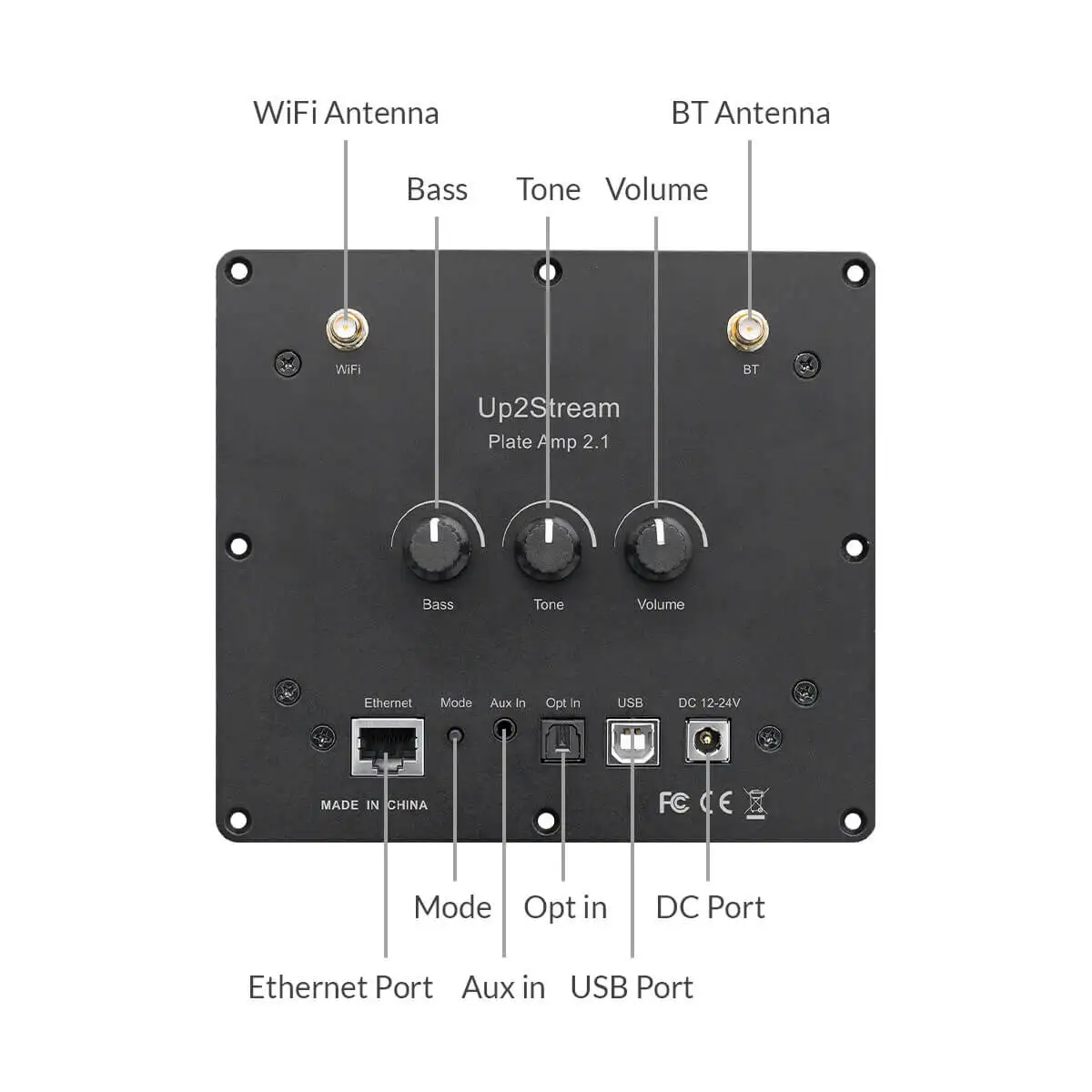Плата Усилителя Up2Stream Plate Amp 2.1 WiFi и Bluetooth 5.0 Многокомнатного Аудио 50*2 Вт + 100 Вт С Эквалайзером Tadil Airplay - 1