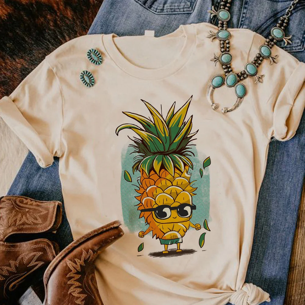 Футболка с ананасом, женская футболка с комиксами, уличная одежда для девочек - 1