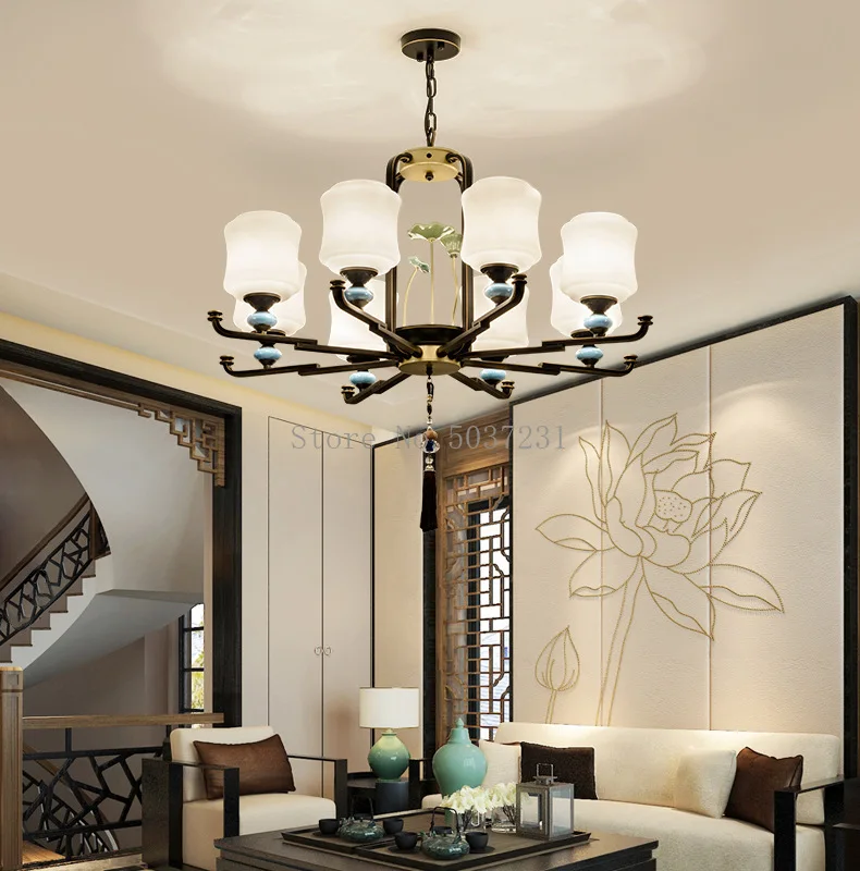 Новые китайские люстры, современные простые светильники для гостиной, подвесной светильник для столовой, светодиодные светильники, классический светильник в стиле ретро - 1