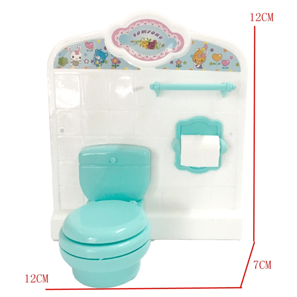 1 комплект мини-мебели Kelly для ванной комнаты, зелено-белый Туалет, кукольный домик, миниатюрные игрушки для куклы Барби, аксессуары для куклы - 1
