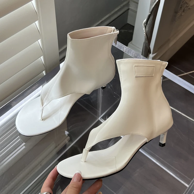 Eilyken Уличный стиль, босоножки с открытым носком на низком каблуке, женские дизайнерские ботинки на молнии, вечерние элегантные шлепанцы, обувь - 1