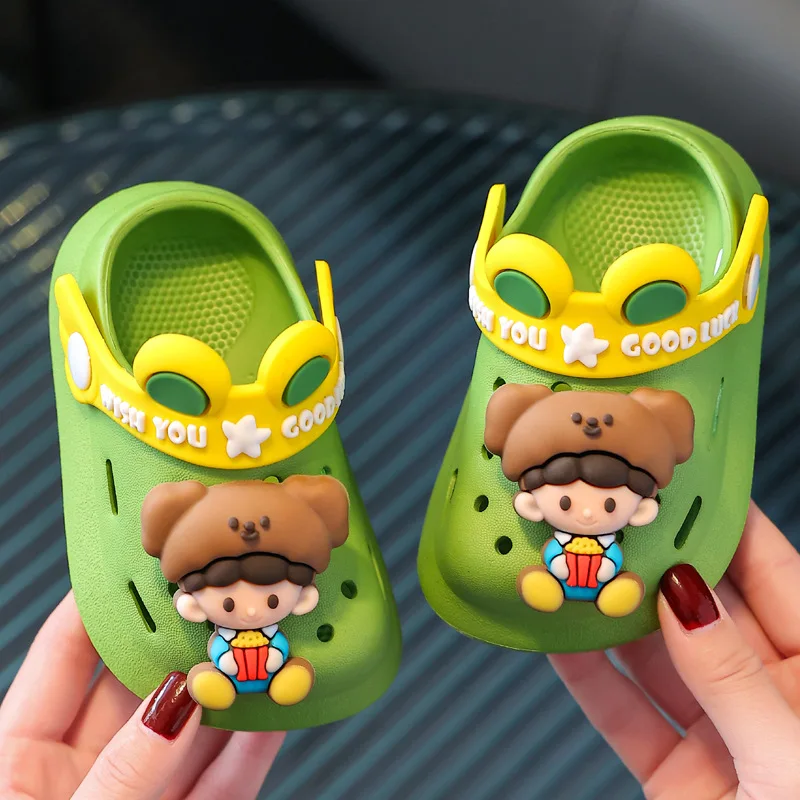 Детские тапочки для летних девочек, милые противоскользящие тапочки с мягкой подошвой для детей 1-3 лет, детские ботинки Baotou hole 2 для мальчиков - 1