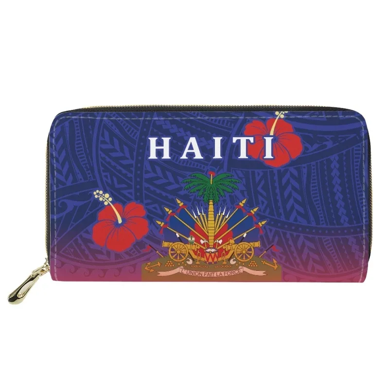 Модные женские кошельки с принтом Полинезии 2023 года, кожаные женские держатели кредитных карт, клатч на молнии, сумка для рук, кошелек - 1