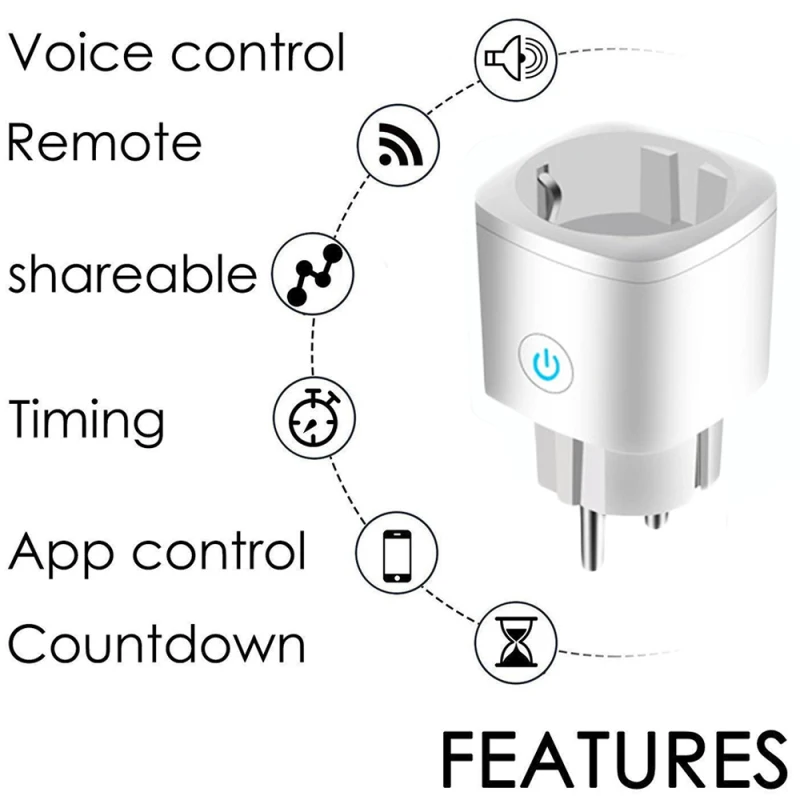 5шт Tuya Беспроводной WiFi Переключатель Smart Plug Розетка Alexa Google Home Power Socket Адаптер Преобразователи Аксессуары Для Зарядного Устройства - 1