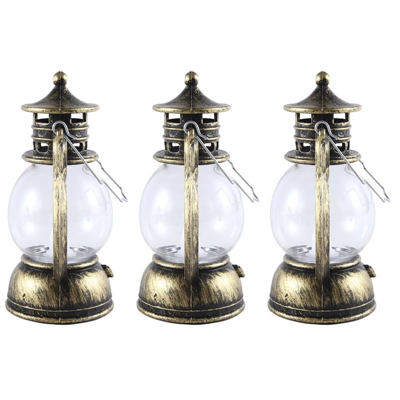 24 Шт Декоративный мини-фонарь со светодиодной свечой, винтажный фонарь, подвесные фонари-свечи, фонарь на батарейках, Медь - 2
