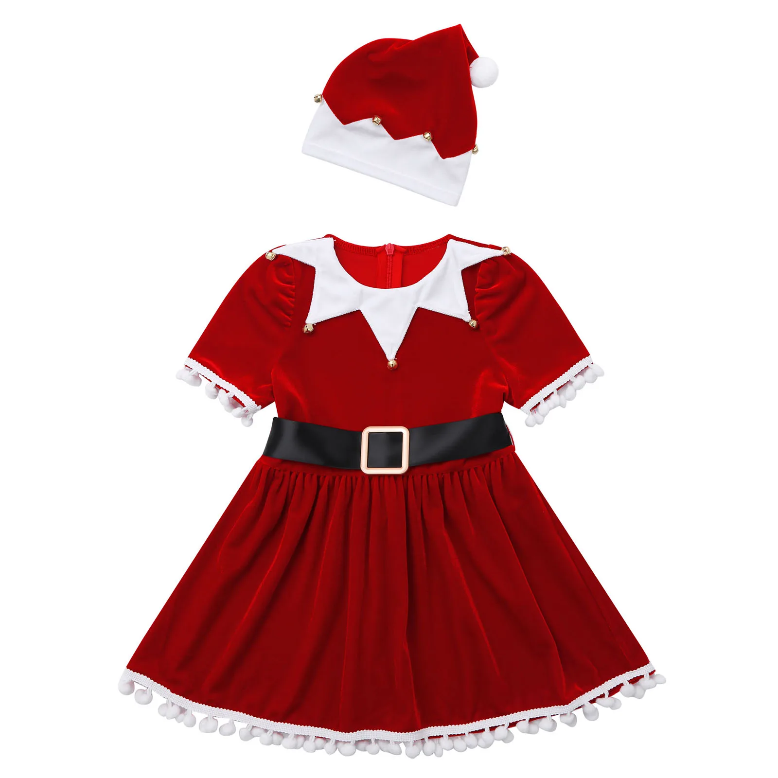 Детские Рождественские костюмы Эльфов для девочек, косплей, танцевальная вечеринка, Хэллоуин, Рождественские костюмы Санта-Клауса, Нарядная вечеринка - 2