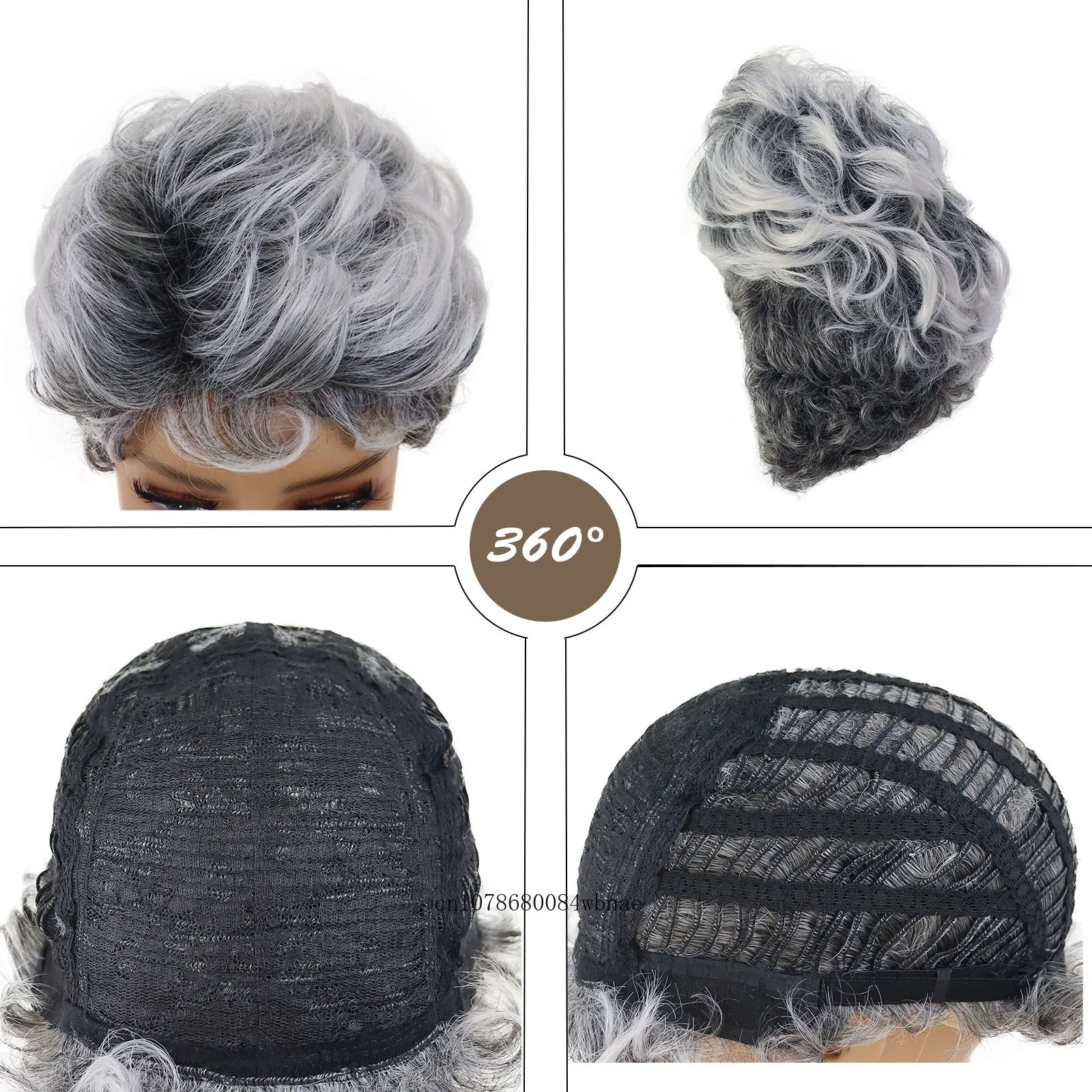 Классическая прическа Пикси Из синтетических волос, короткий седой парик с челкой, пушистые многослойные парики для женщин из термостойкого волокна для ежедневного использования - 2