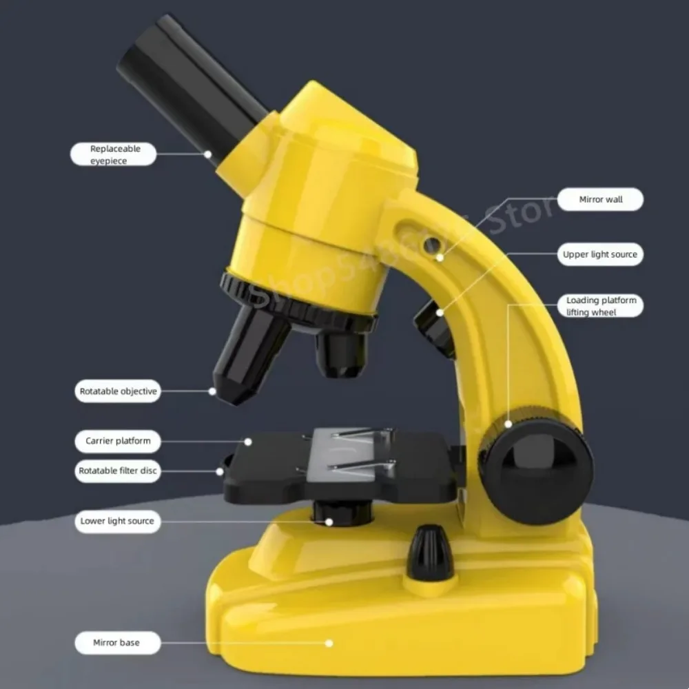 Детский микроскоп 1600x биологическая оптика HD микроскоп, набор микроскопов для научных экспериментов для учащихся начальной школы, подарок - 2