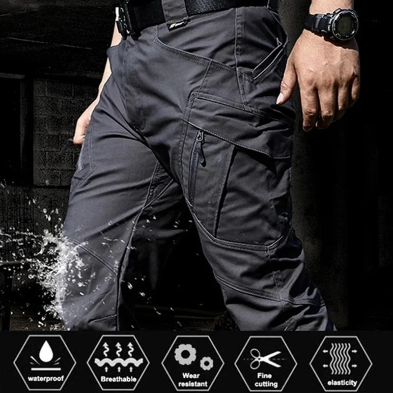 Новые быстросохнущие Легкие брюки-карго, мужские классические повседневные походные армейские тактические джоггеры для бега трусцой, военные брюки с множеством карманов - 2