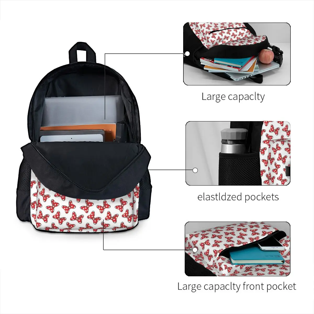 Женский рюкзак Disney с Минни Маус и Микки, школьная сумка Mochila, мультяшный компьютерный рюкзак для мальчиков и девочек, сумка через плечо - 2