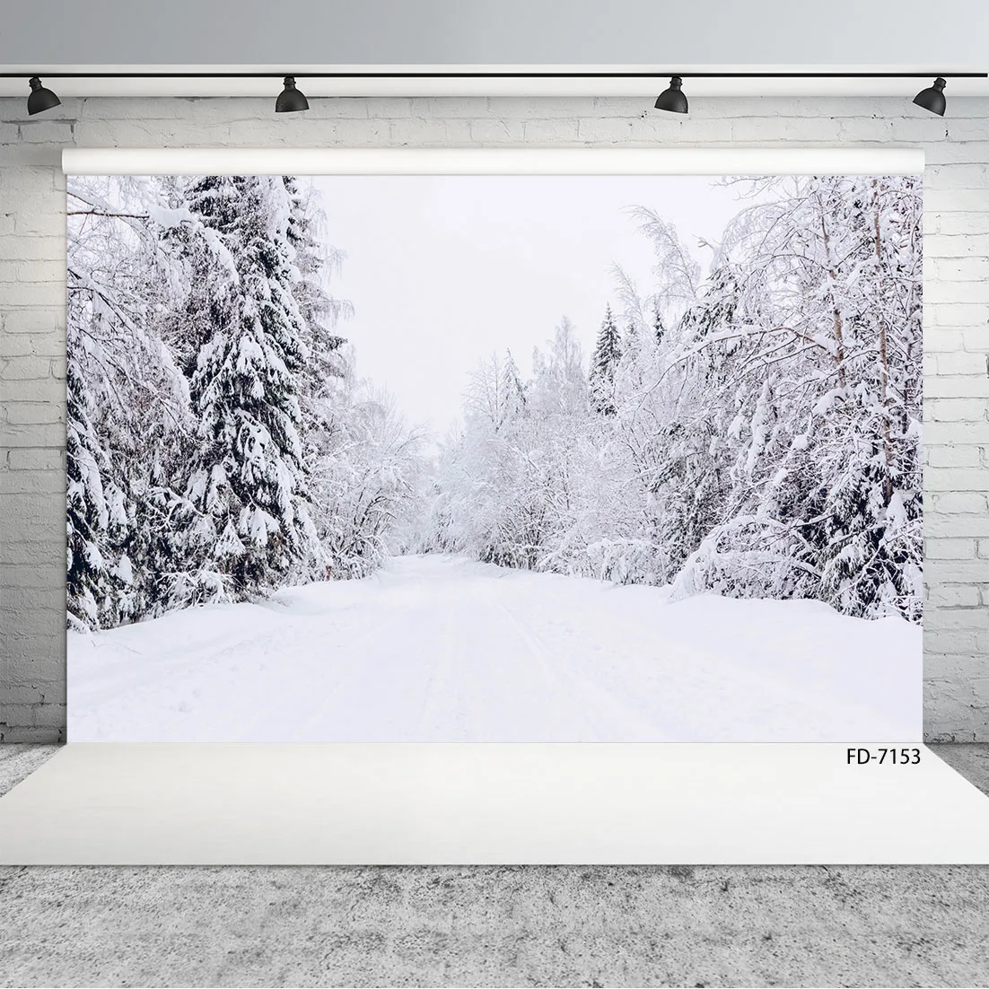 Снежная зимняя лесная дорога, белые фоны для фотографий, индивидуальные фоны для детской портретной фотосессии, реквизит для фотосъемки - 2