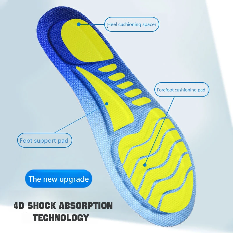 4D Массажные стельки для поддержки свода стопы при подошвенном фасциите, ортопедические вставки, спортивные амортизирующие нескользящие накладки для обуви - 2