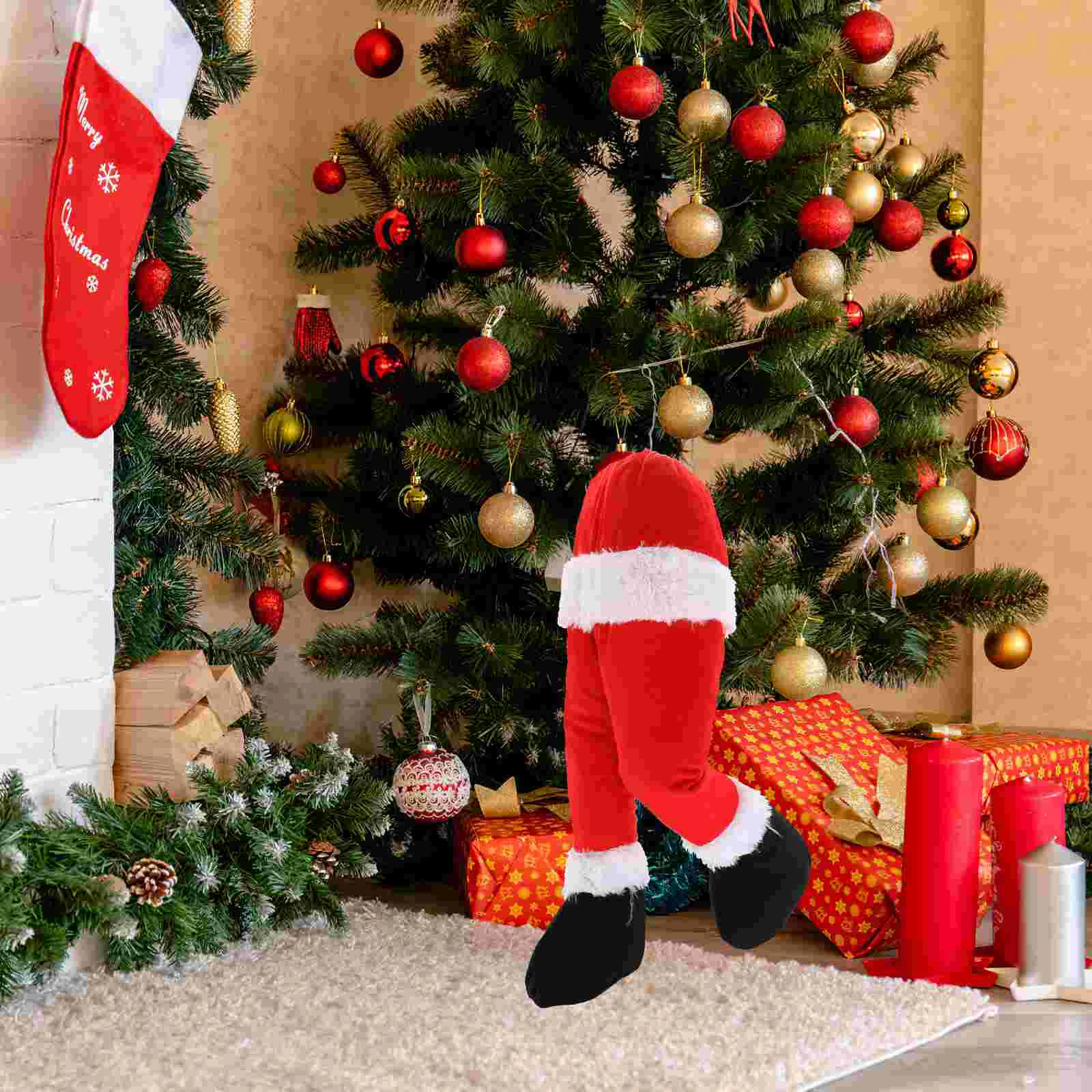 Рождественские украшения, Рождественские ножки Санта Клауса, застрявший верх из елки, дизайн поддельных ножек, Рождественский орнамент, декор Рождественской елки - 2