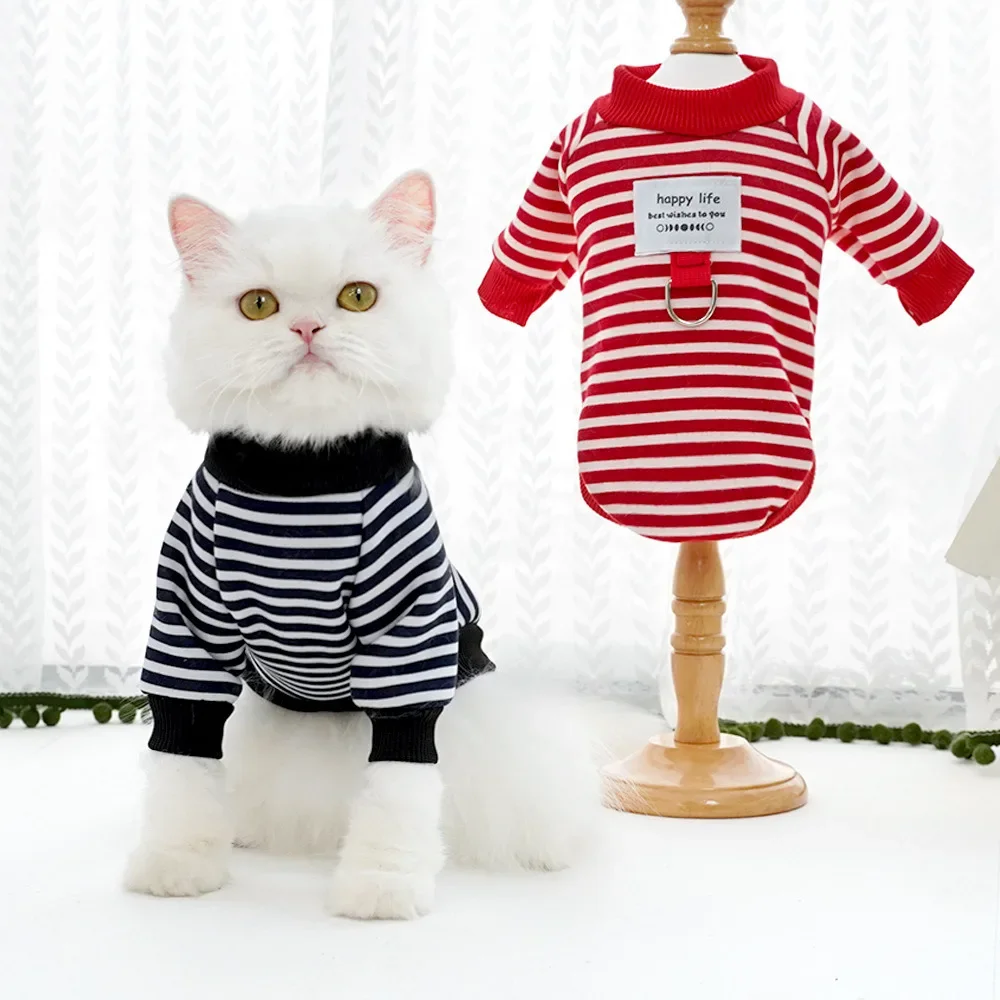Одежда для домашних животных Осень Зима Модный пуловер в полоску для щенков, теплый свитер для кошек, шлейка для маленьких собак, Чихуахуа, Пудель Йоркширский - 2