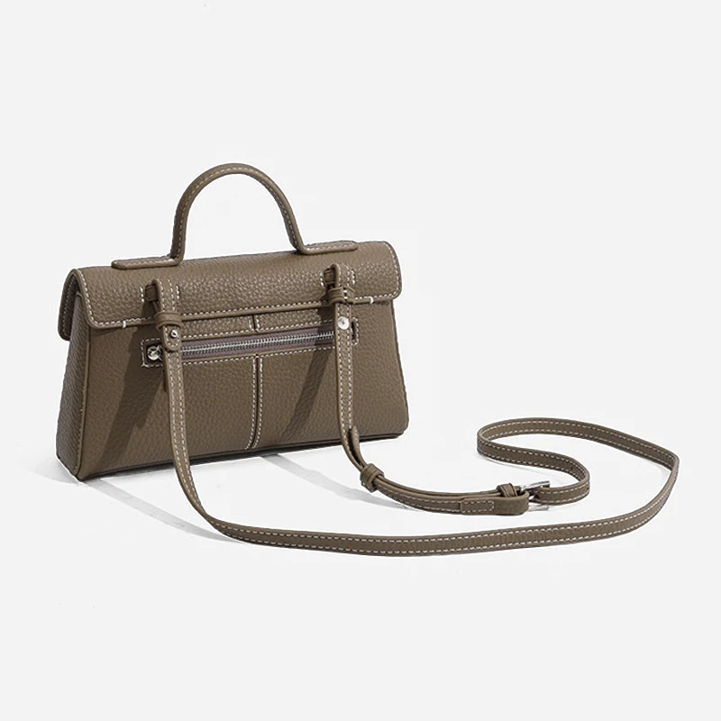 MABULA Элегантная женская сумка-ранец из натуральной кожи с клапаном, маленькая сумочка для телефона через плечо, модный однотонный клатч - 2