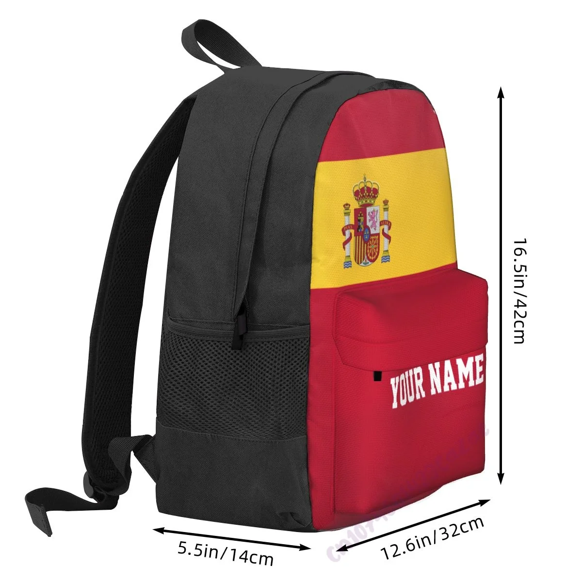 Пользовательское название Рюкзак из полиэстера с флагом Испании для мужчин и женщин, дорожная сумка, Повседневная Студенческая походная сумка, кемпинг - 2