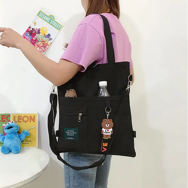Холщовые сумки через плечо молодежные сумки для покупок Школьные сумки для студенток Повседневные женские сумки-тоут Женская сумка-мессенджер - 2