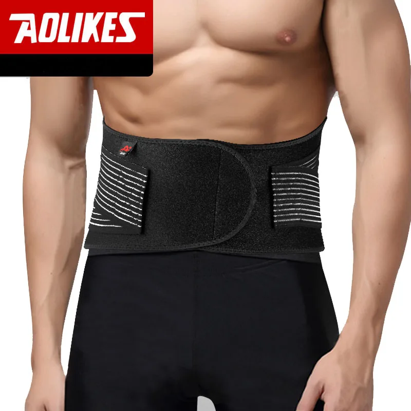 Поясничная поддержка AOLIKES, напряжение талии, боли в спине, поддерживающие эластичные ремни для занятий фитнесом, тяжелой атлетикой L, XL, XXL - 2
