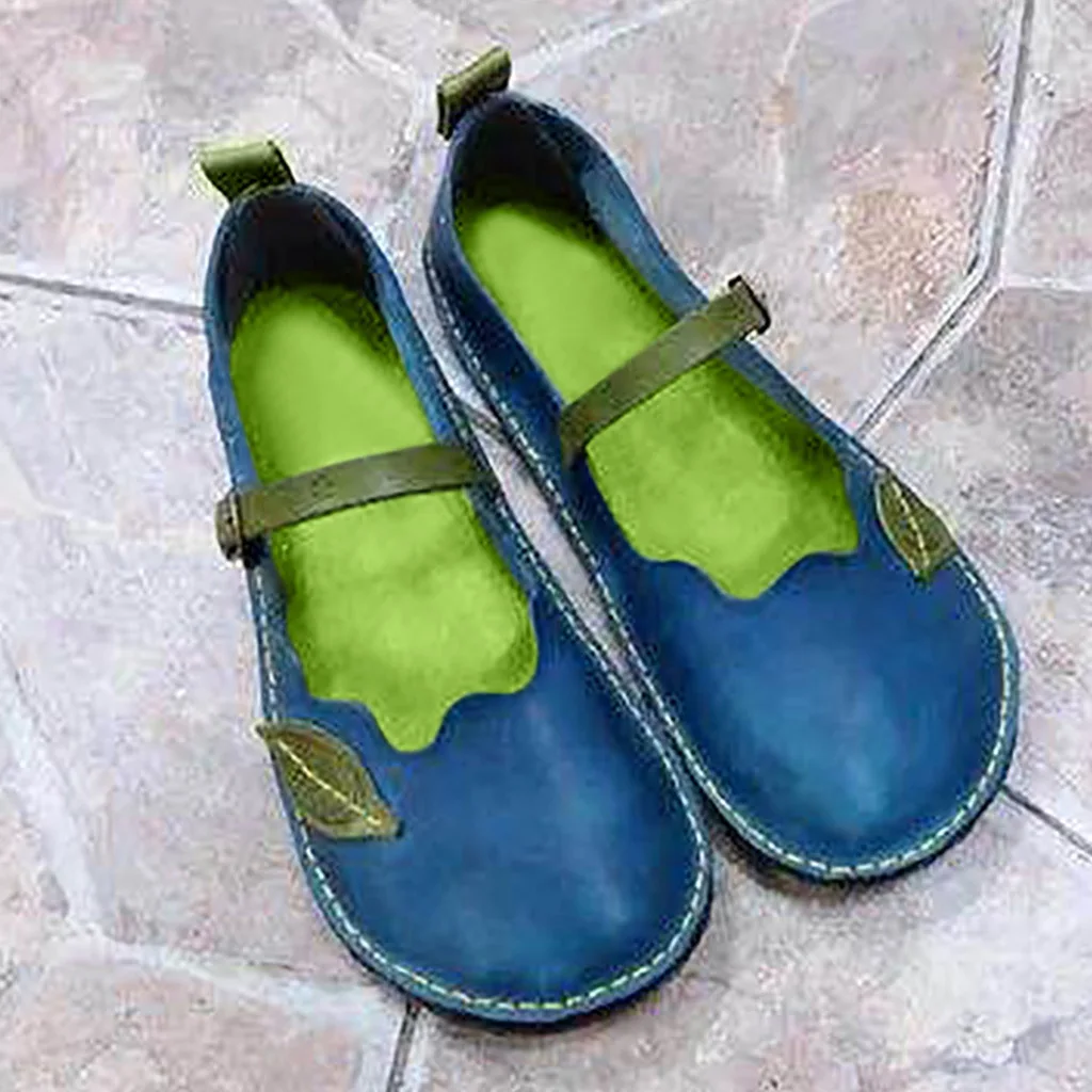 Женские тонкие туфли с резьбой Brock в стиле ретро из искусственной кожи на толстом плоском каблуке с круглым носком, средневековая обувь Мэри Джейн с акцентом в виде листьев - 2