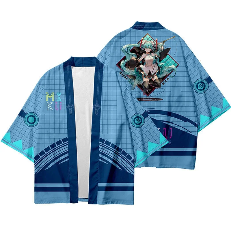 Новые костюмы, японское кимоно, костюмы для косплея Принцессы Мику, женский / мужской кардиган, верхняя одежда, пальто Хаори, Юката - 2