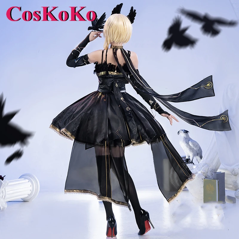 CosKoKo Lumine Косплей Аниме Genshin Impact Костюм Бездна потерь Элегантное Черное вечернее платье Одежда для ролевых игр на Хэллоуин - 2