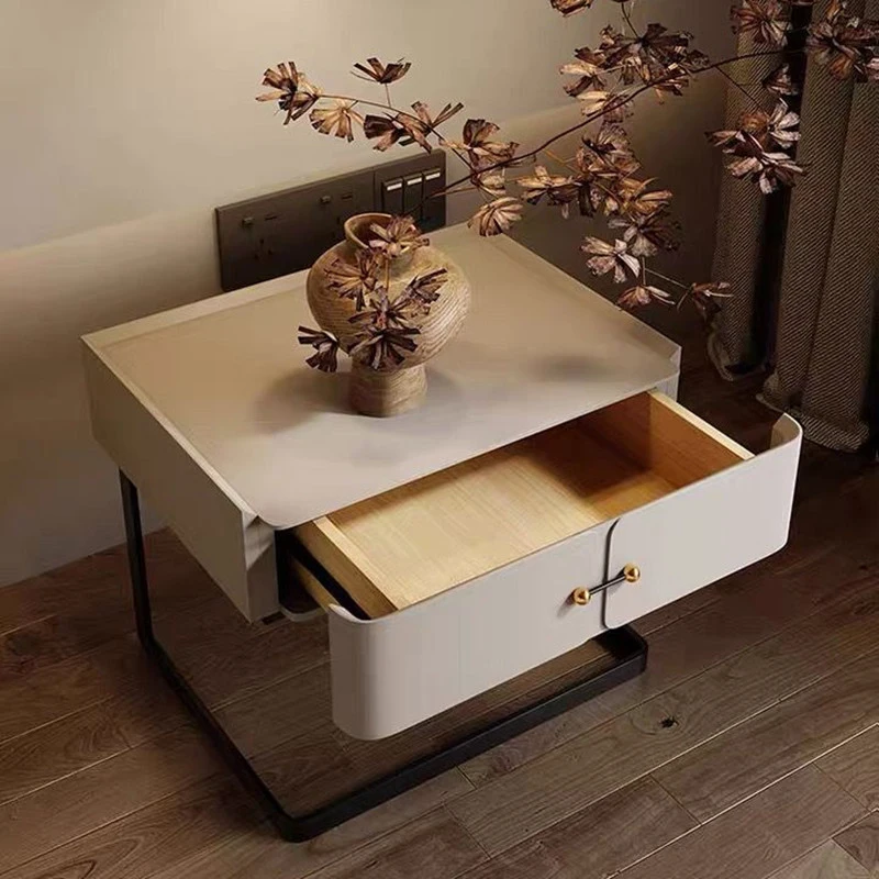 Креативный прикроватный столик из массива дерева в кремовом стиле минималистский прикроватный шкафчик для краски - 2