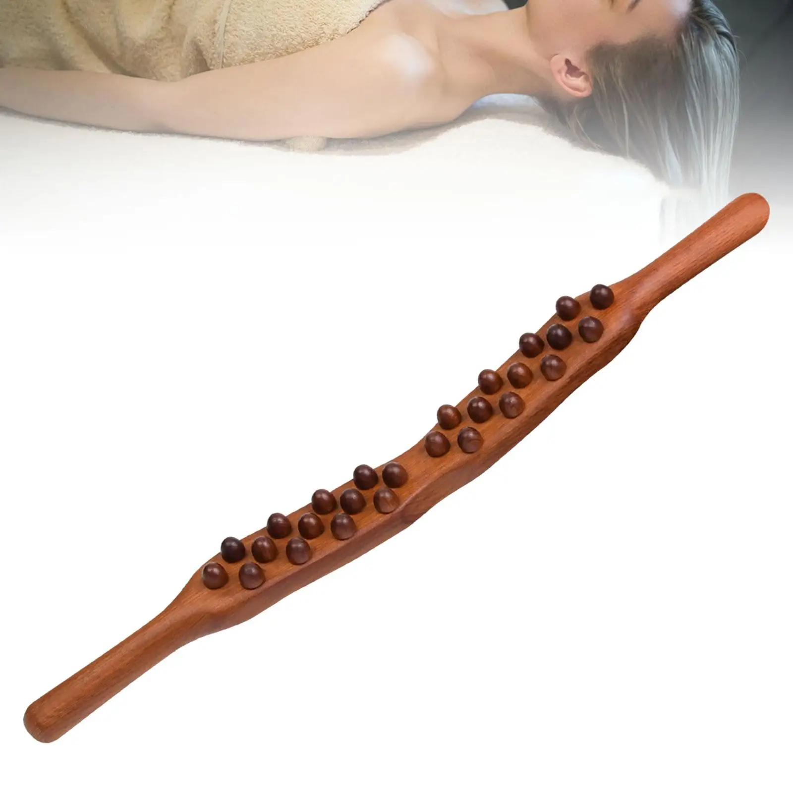 Деревянная массажная роликовая палочка Ручной работы, 26 шариков, точечная палочка для выскабливания Гуаши для салона красоты, бедра, плечи - 2