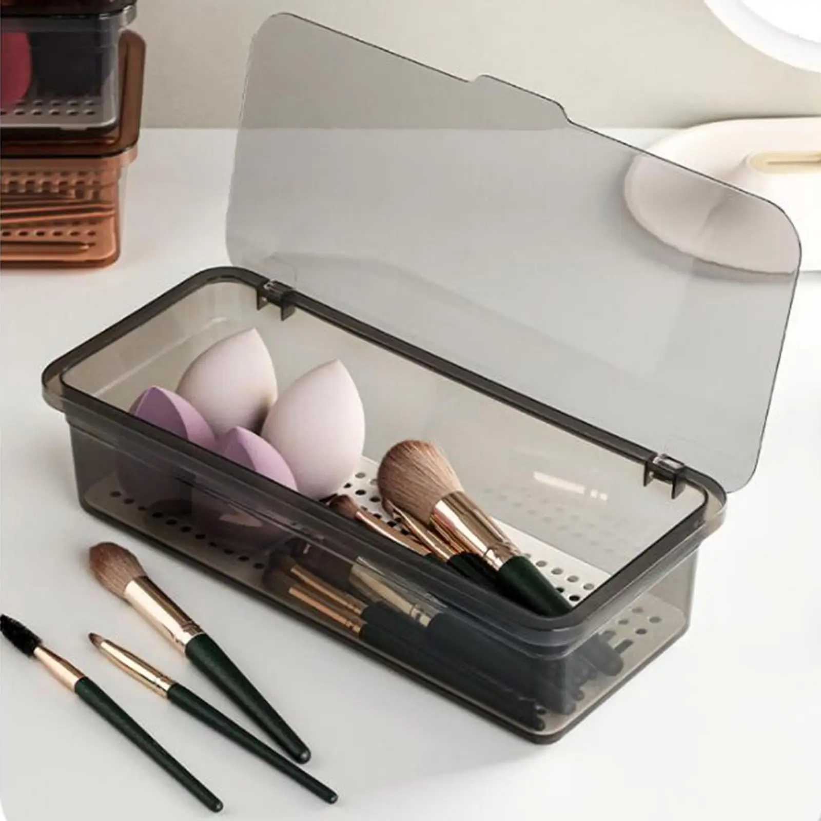 Коробка для кисточек для макияжа, квадратный портативный пластиковый футляр для шкафа магазина Beauty Egg - 2