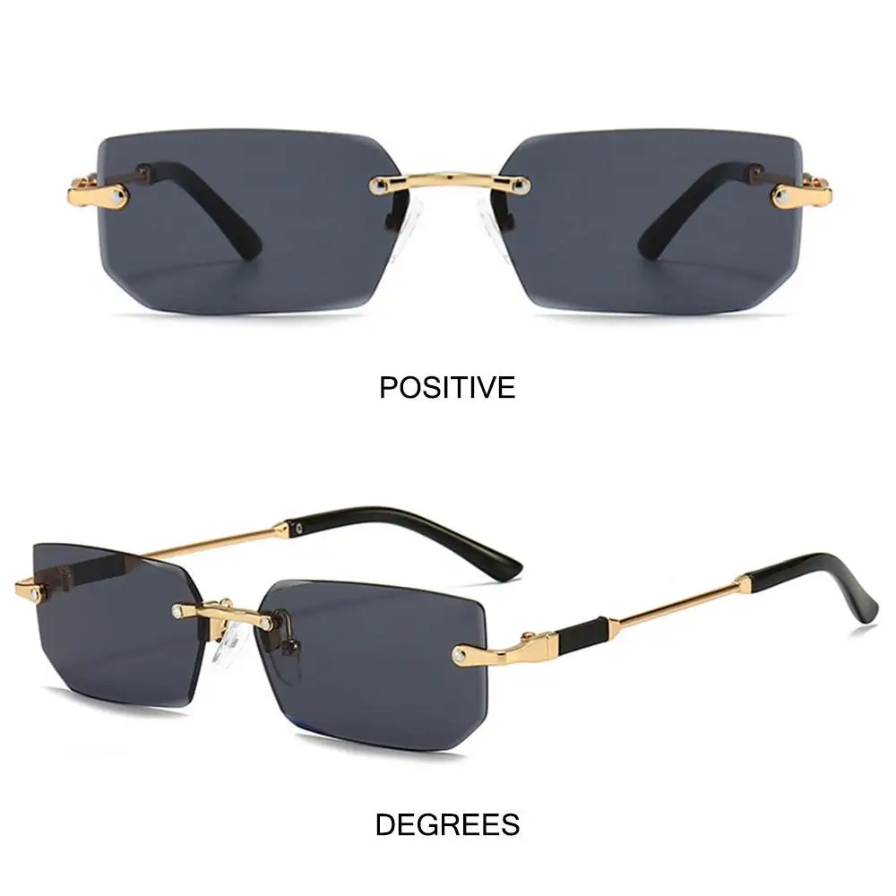Прямоугольные Солнцезащитные Очки Y2K Без Оправы, Модные Очки UV400 Оттенков для Женщин и Мужчин - 2