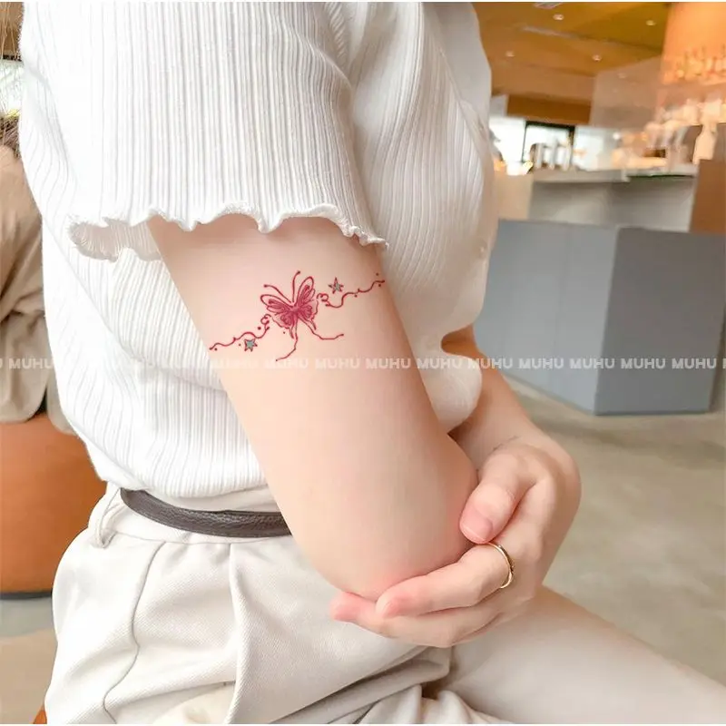Водонепроницаемая Hotwife, сексуальная наклейка с татуировкой в виде песчаной бабочки, поддельные татуировки, Аксессуары для Фестиваля тату, Милые наклейки оптом - 2