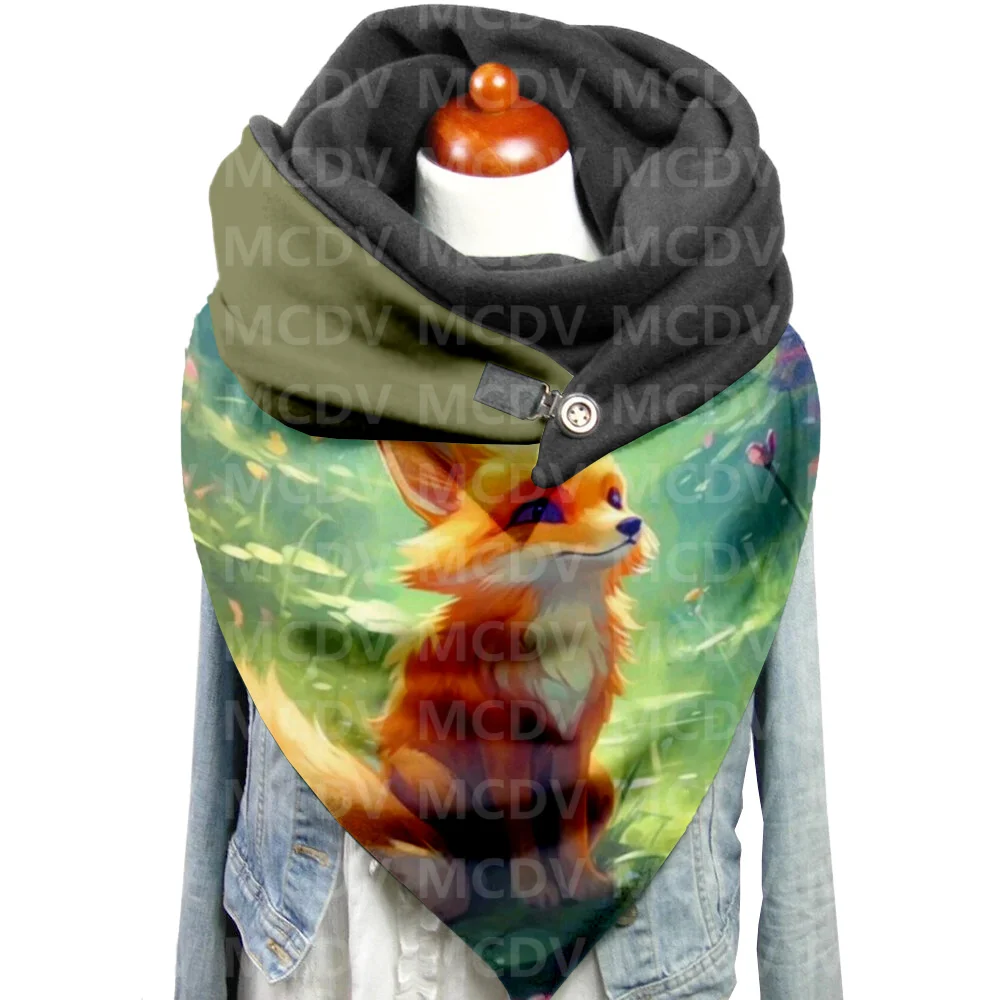 Повседневный шарф и шаль с 3D принтом Лисы для женщин, теплый и удобный шарф - 2