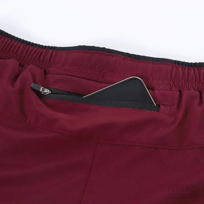 Мужские шорты для бега ARSUXEO 2 в 1, тренировочные 3-дюймовые двухслойные плавки для спортзала, спортивные штаны для бега, быстросохнущие с карманами - 2