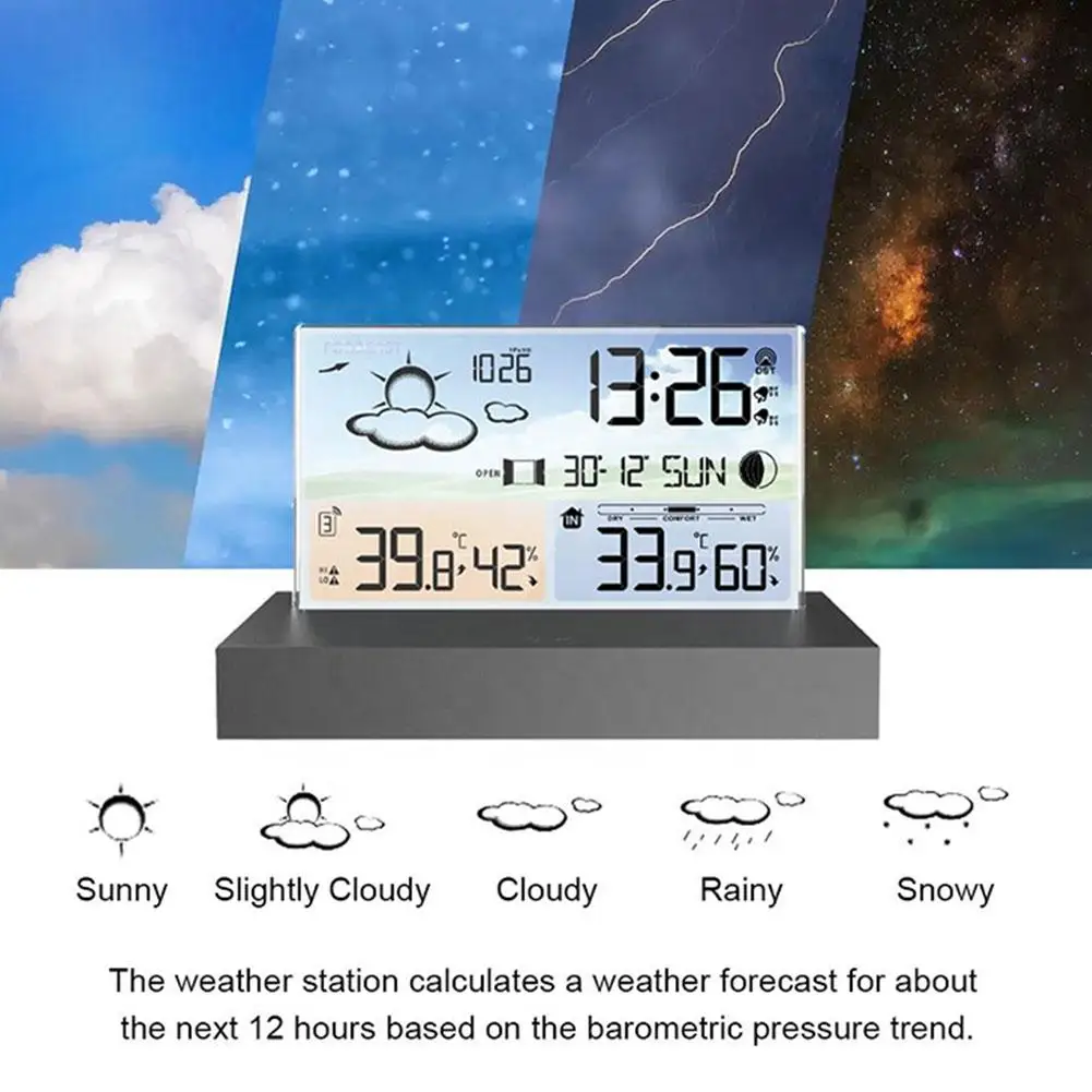 Будильник Беспроводные Погодные часы Прогноз погоды Календарные часы Влажность Температура Метеорологическая станция И X7J6 - 2