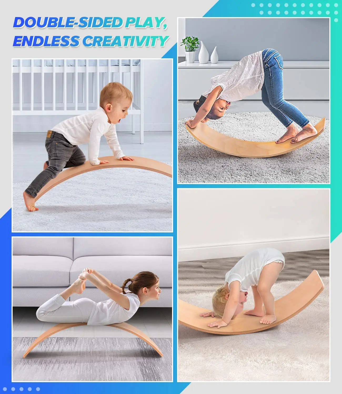 Развивайте кости и общую физическую форму с помощью луча, чтобы дети могли делать упражнения, играть на деревянной доске для балансировки из натурального каучука - 2