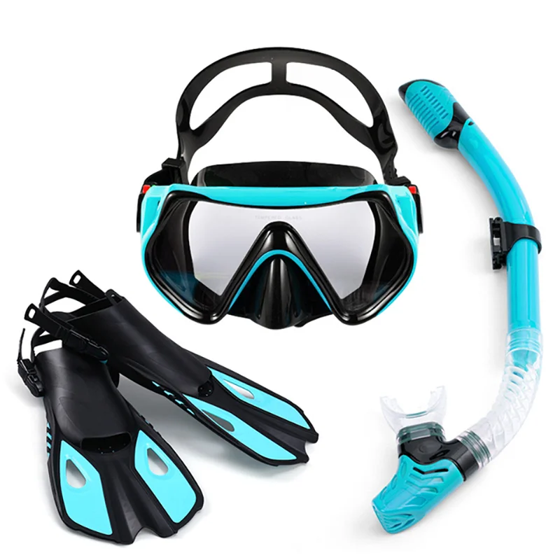 1+1+1 Профессиональная маска для подводного плавания Очки для подводного плавания HD Противотуманная маска для подводного плавания Ласты для подводного плавания с маской и трубкой - 2